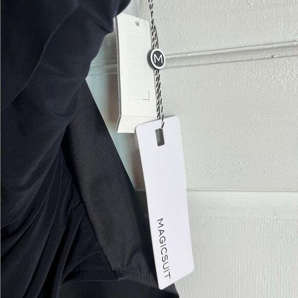 Nwt MagicSuit Isabel One Piece Black Ruffle Beaded Ruched Swimsuit - Picture 5 of 9